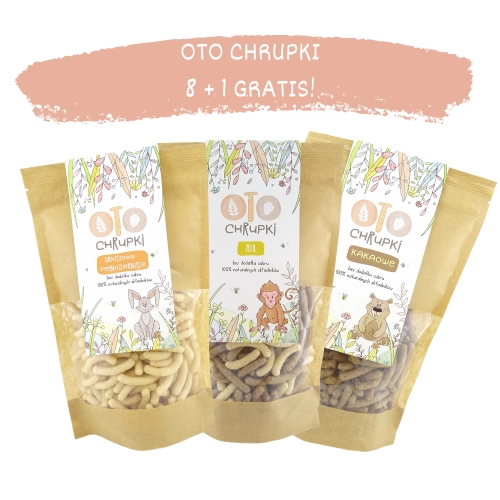 OTO Chrupki pyszne i chrupiące dla dzieci oraz dorosłych. Naturalne zbożowe chrupki bez cukru